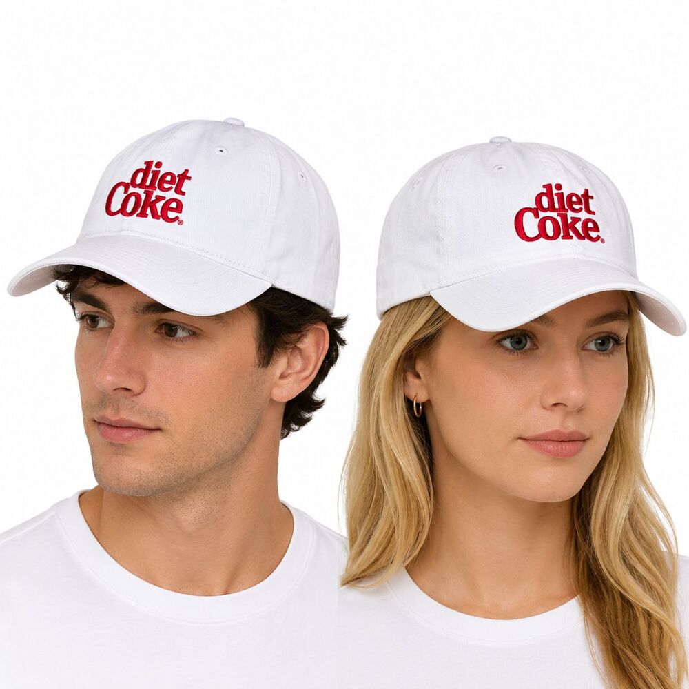 Diet Coke White Embroidered Baseball Cap Hat Adjustable Unisex NWT Coca-Cola